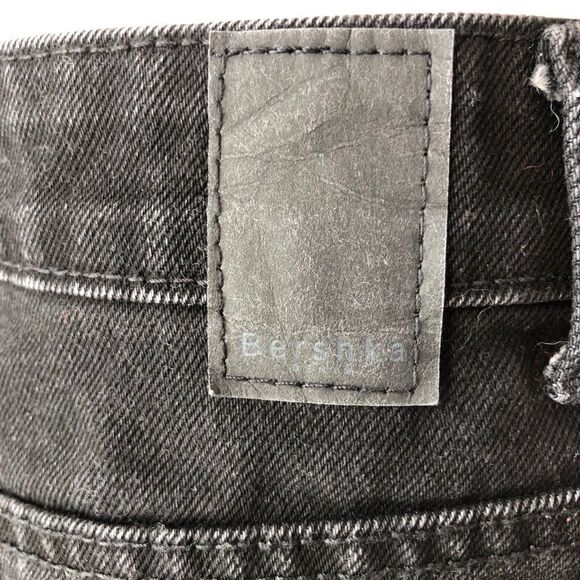 Bershka Denim Black Asymmetrical Jean Skirt Button Fly 4 - Picture 7 of 8